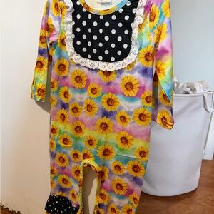 Sunflower Patterned Kids One Piece